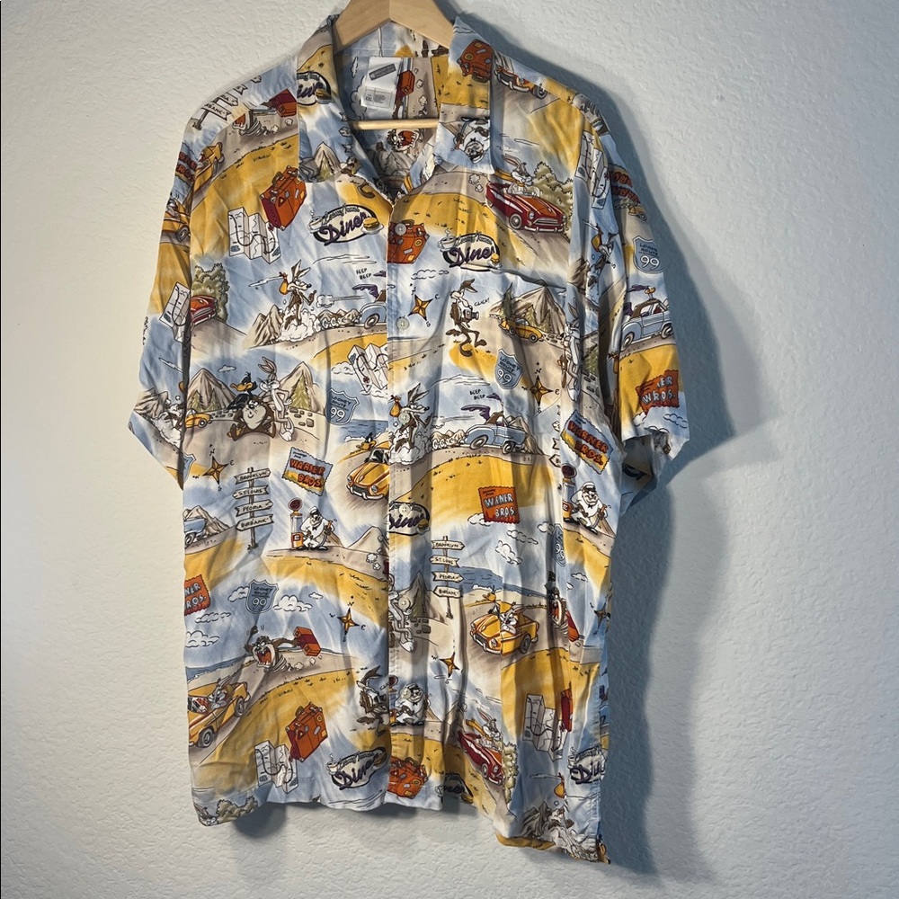 Warner Bros. Cartoon Print Shirt with Yellow and Blue